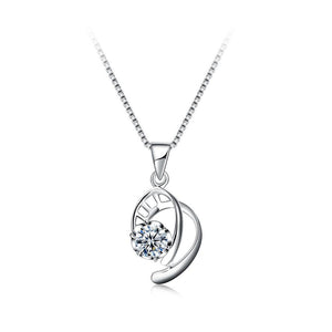925 Sterling Silver Elegant Fashion Hollow Out Geometric Space Pendant Necklace with Cubic Zircon - Glamorousky