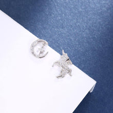 Load image into Gallery viewer, 925 Sterling Silver Unicorn Moon Stud Earrings with Austrian Element Crystal - Glamorousky