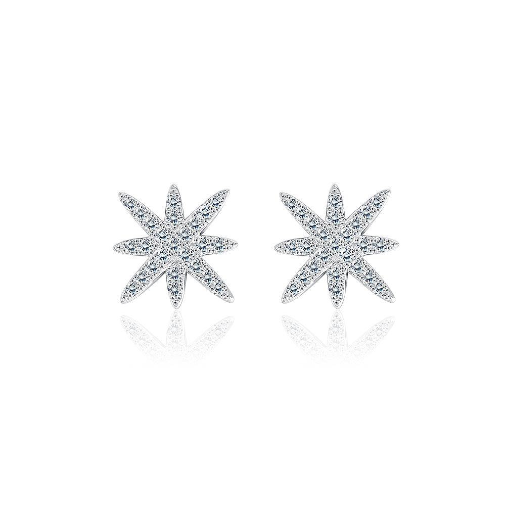 925 Sterling Silver Star Stud Earrings with Austrian Element Crystal - Glamorousky