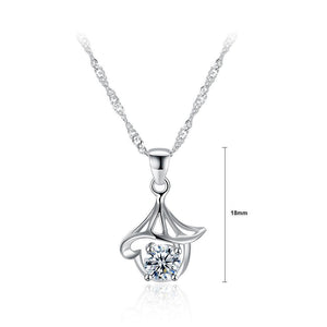 925 Sterling Silver Simple Delicate Hollow Out Mini Conch Pendant Necklace with Cubic Zircon - Glamorousky