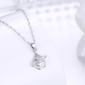 925 Sterling Silver Simple Delicate Hollow Out Mini Conch Pendant Necklace with Cubic Zircon - Glamorousky