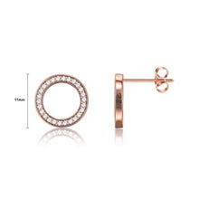 Load image into Gallery viewer, 925 Sterling Silver Simple Plated Rose Gold Round Earrings with Austrian Element Crystal - Glamorousky