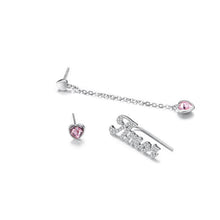 Load image into Gallery viewer, 925 Sterling Silver Fashion Letter Amor and Pink Heart Stud Earrings with Austrian Element Crystal - Glamorousky