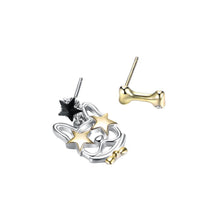 Load image into Gallery viewer, 925 Sterling Silver Cute Dog and Bone Asymmetric Stud Earrings - Glamorousky