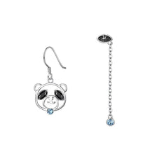 Load image into Gallery viewer, 925 Sterling Silver Cute Bear Asymmetric Earrings with Austrian Element Crystal - Glamorousky