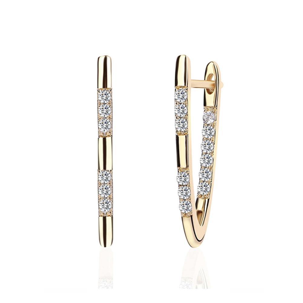 Simple Fashion Letters Gold Plated V Earrings with Cubic Zircon - Glamorousky