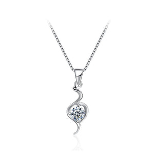 925 Sterling Silver Simple Fashion Elegant Hollow Out  Water Drop Shape Cubic Zircon Pendant Necklace - Glamorousky