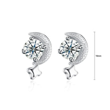 Load image into Gallery viewer, 925 Sterling Silver Simple Mini Elegant Exquisite Star and Moon Earrings and Ear Studs with Cubic Zircon - Glamorousky