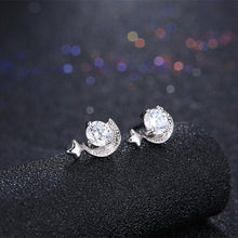 Load image into Gallery viewer, 925 Sterling Silver Simple Mini Elegant Exquisite Star and Moon Earrings and Ear Studs with Cubic Zircon - Glamorousky