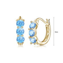 Load image into Gallery viewer, 925 Sterling Silver Golden Simple Elegant Exquisite Circle Earrings and Ear Studs with Light Blue Cubic Zircon - Glamorousky