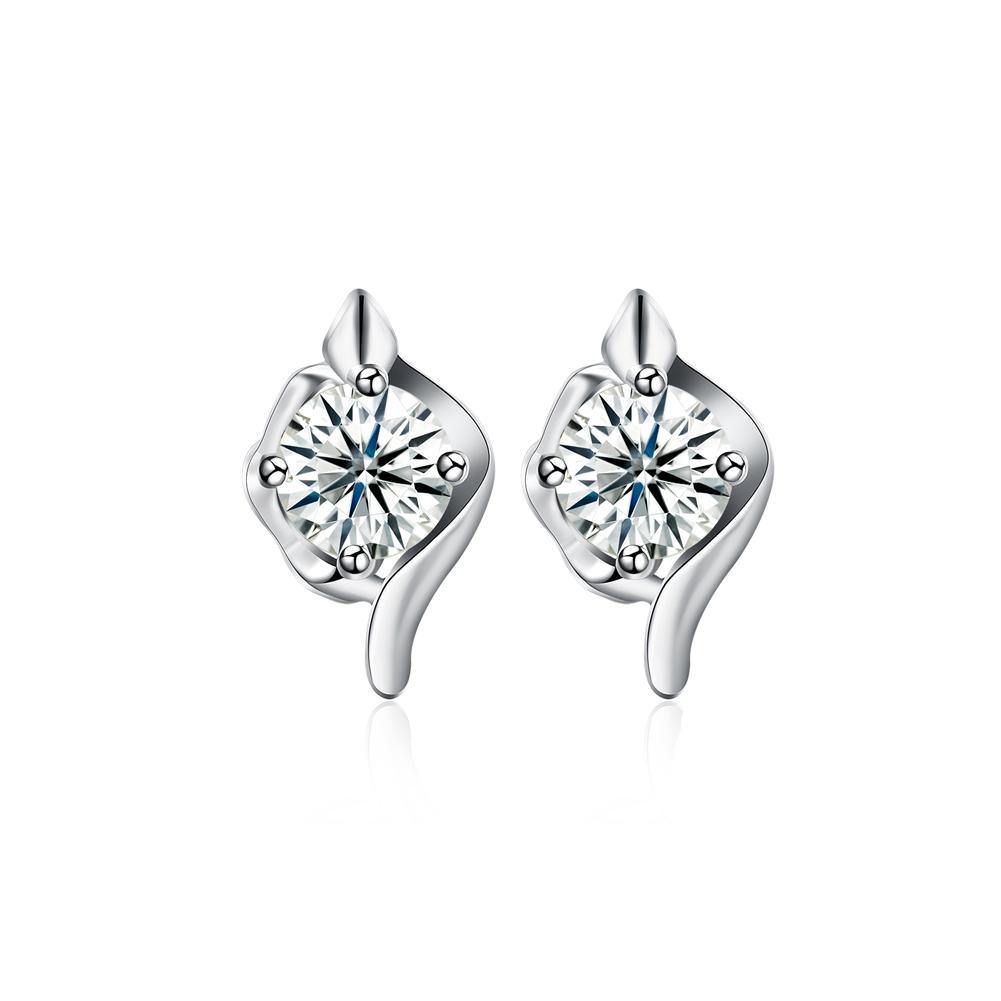 925 Sterling Silver Simple Elegant Exquisite Earrings and Ear Studs with Cubic Zircon - Glamorousky