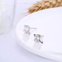Load image into Gallery viewer, 925 Sterling Silver Simple Elegant Exquisite Earrings and Ear Studs with Cubic Zircon - Glamorousky