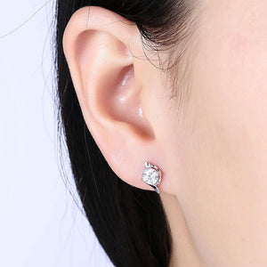 925 Sterling Silver Simple Elegant Exquisite Earrings and Ear Studs with Cubic Zircon - Glamorousky