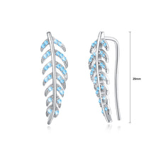 Load image into Gallery viewer, 925 Sterling Silver Elegant Leaf Earrings with Blue Austrian Element Crystal