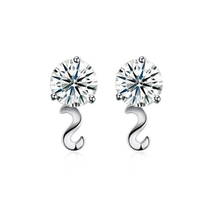 925 Sterling Silver Simple Elegant Exquisite Mini Wavy Line Earrings and Ear Studs with Cubic Zircon - Glamorousky