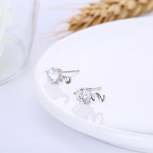 Load image into Gallery viewer, 925 Sterling Silver Simple Elegant Exquisite Mini Wavy Line Earrings and Ear Studs with Cubic Zircon - Glamorousky