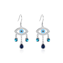 Load image into Gallery viewer, 925 Sterling Silver Fashion Devil&#39;s Eye Earrings with Blue Austrian Element Crystal - Glamorousky