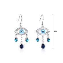 Load image into Gallery viewer, 925 Sterling Silver Fashion Devil&#39;s Eye Earrings with Blue Austrian Element Crystal - Glamorousky