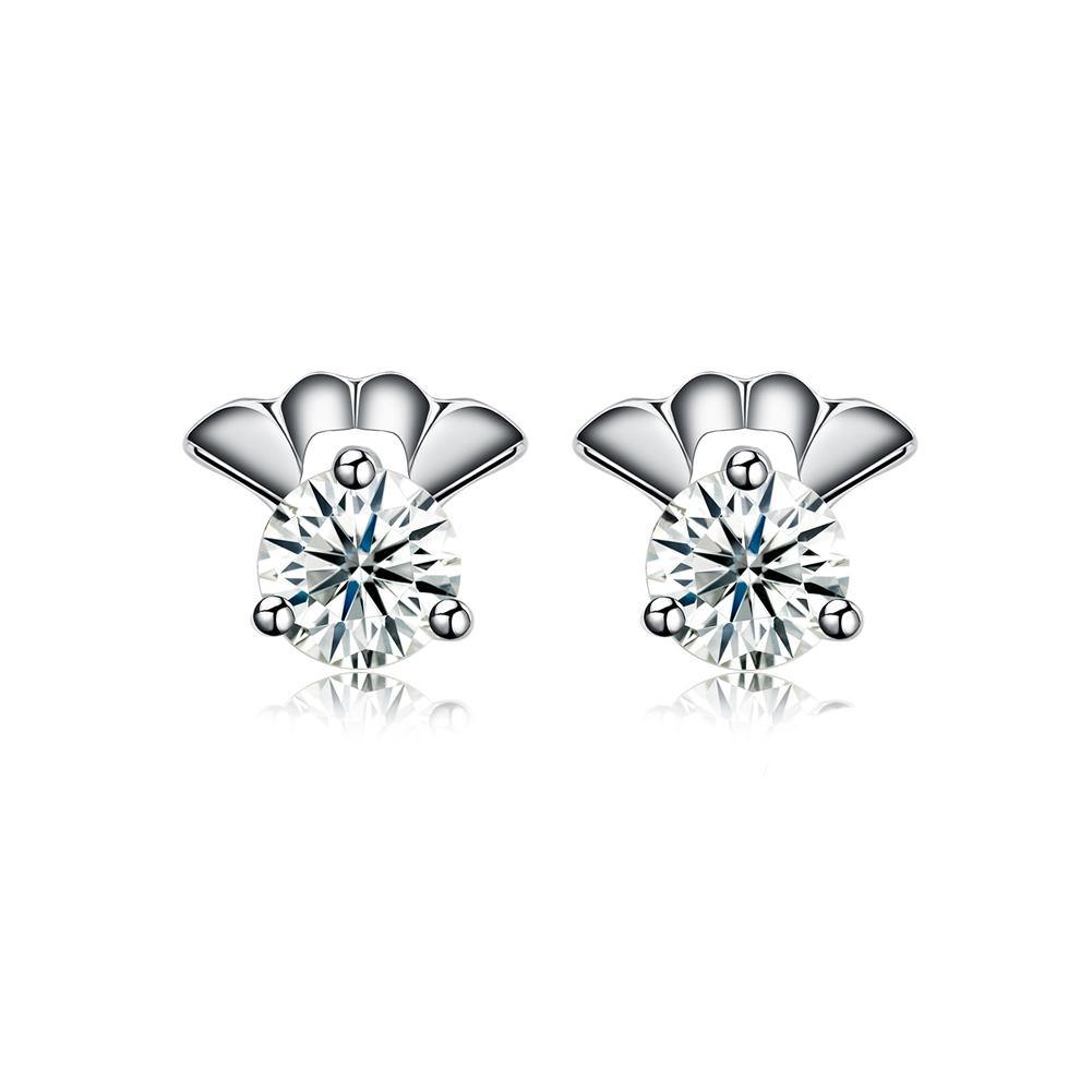 925 Sterling Silver Simple Fashion Elegant Exquisit Chinese Fan Earrings and Ear Studs with Cubic Zircon - Glamorousky