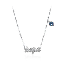Load image into Gallery viewer, 925 Sterling Silver Fashion Letter Hope and Blue Flower Necklace with Austrian Element Crystal - Glamorousky