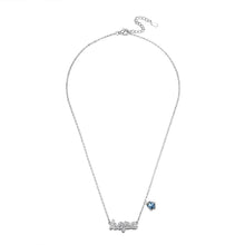 Load image into Gallery viewer, 925 Sterling Silver Fashion Letter Hope and Blue Flower Necklace with Austrian Element Crystal - Glamorousky