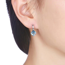Load image into Gallery viewer, 925 Sterling Silver Simple Elegant Romantic Fashion Geometric Rhombus Earrings with Blue Austrian Element Crystal - Glamorousky