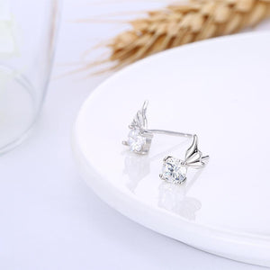 925 Sterling Silver 925 Sterling Silver Romantic Elegant Exquisit Butterfly Wing Earrings and Ear Studs with Cubic Zircon - Glamorousky