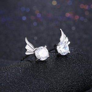 925 Sterling Silver 925 Sterling Silver Romantic Elegant Exquisit Butterfly Wing Earrings and Ear Studs with Cubic Zircon - Glamorousky