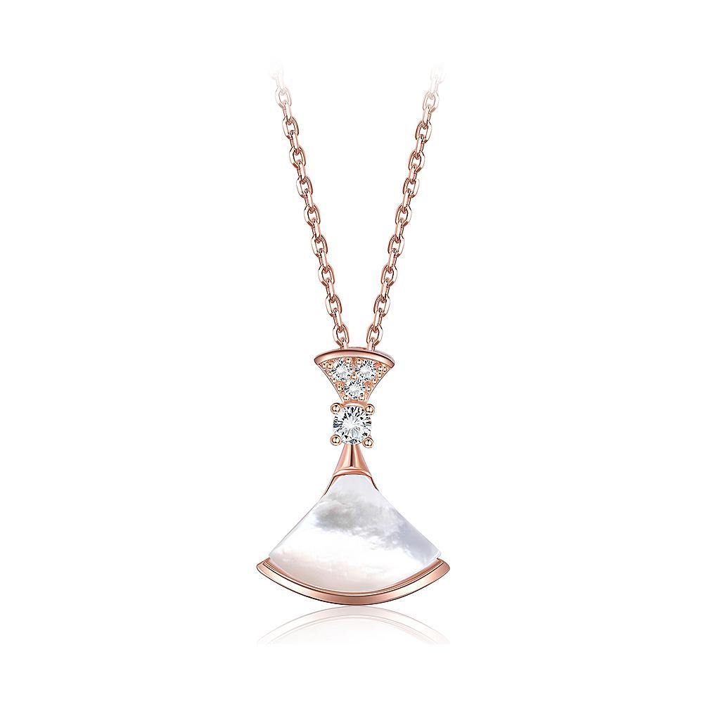 925 Sterling Silver Fashion Plated Rose Gold Skirt Pendant with Austrian Element Crystal and Necklace - Glamorousky