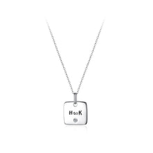 Load image into Gallery viewer, 925 Sterling Silver Simple English Characters Sqaure Pendant and Necklace - Glamorousky