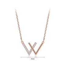 Load image into Gallery viewer, 925 Sterling Silver Simple Plated Rose Gold Double V Necklace with Austrian Element Crystal - Glamorousky