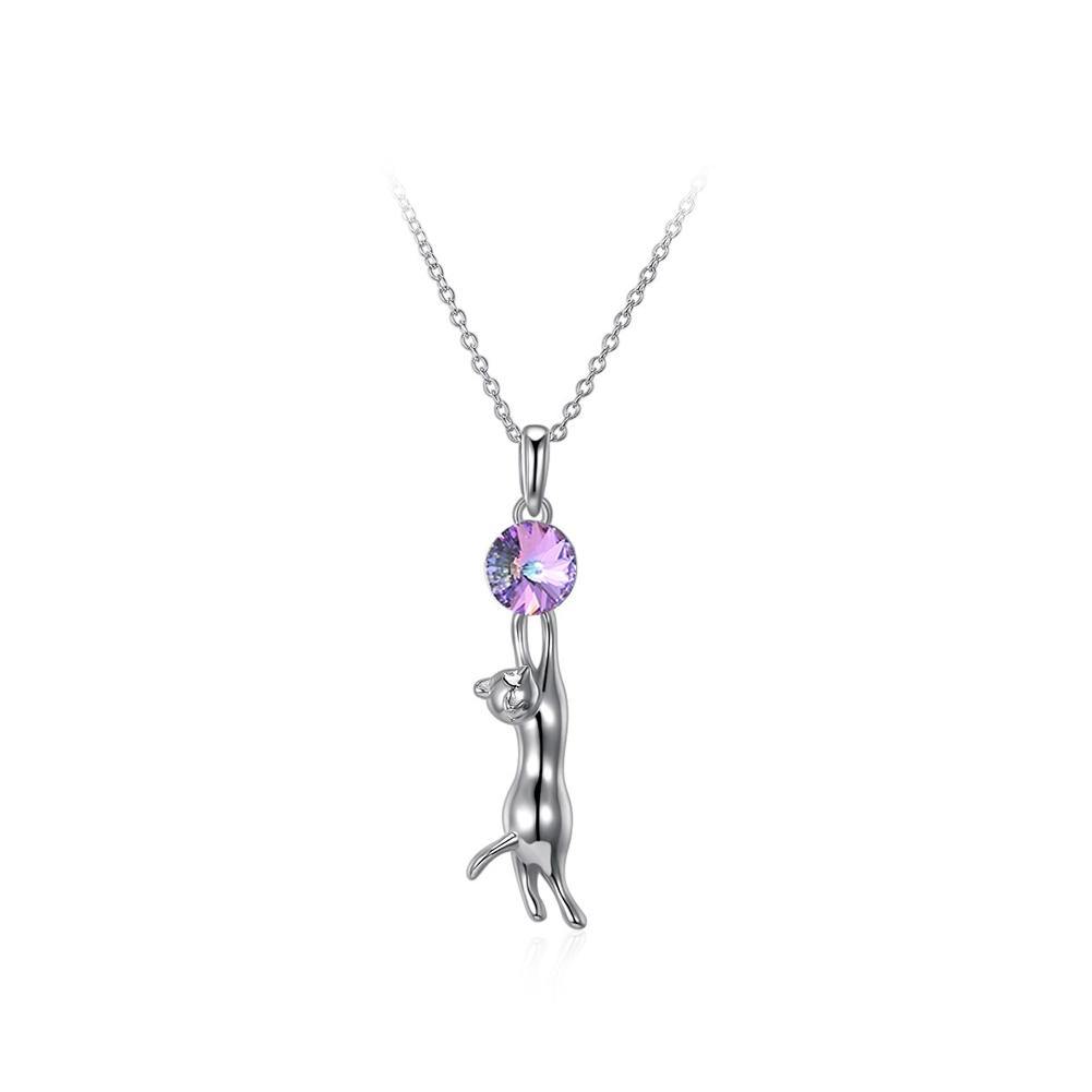 925 Sterling Silver Elegant Fashion Sexy Cat Pendant and Necklace with Austrian Element Crystal - Glamorousky