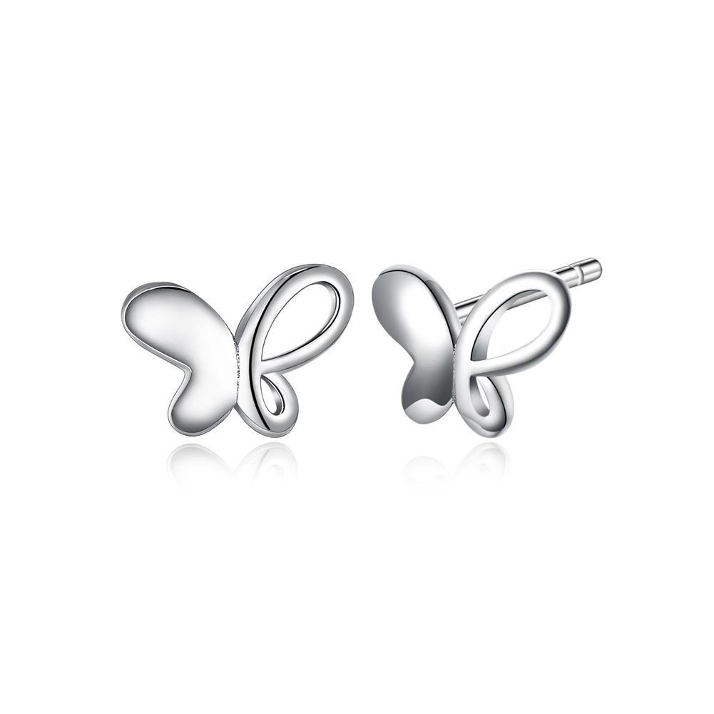 925 Sterling Silver Simple Elegant Romantic Butterfly  Earrings and Ear Studs - Glamorousky