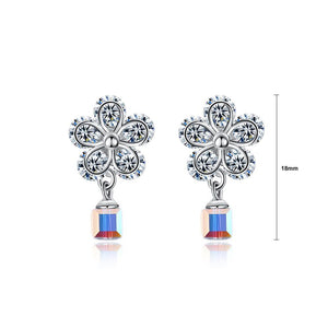 925 Sterling Silve Sparkling Elegant Noble Fashion Flower Earrings with Cubic Zircon and Austrian Element Crystal - Glamorousky