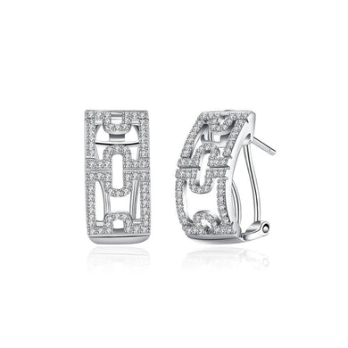 925 Sterling Silve Sparkling Elegant Noble Fashion Hollow Out Earrings with Cubic Zircon - Glamorousky