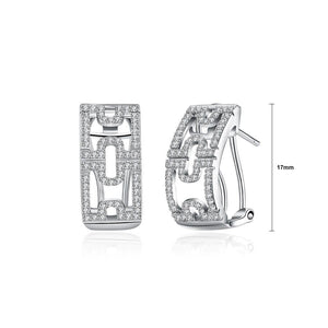 925 Sterling Silve Sparkling Elegant Noble Fashion Hollow Out Earrings with Cubic Zircon - Glamorousky