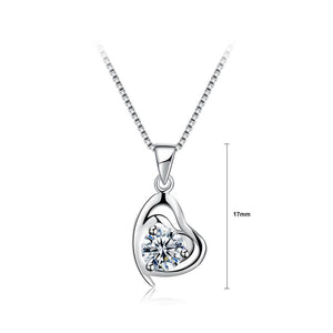 925 Sterling Silve Simple Elegant Romantic Heart Shape Pendant and Necklace with Cubic Zircon - Glamorousky