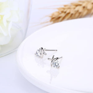 925 Sterling Silver Simple Mini Elegant Butterfly Ear Studs and Earrings with Cubic Zircon - Glamorousky