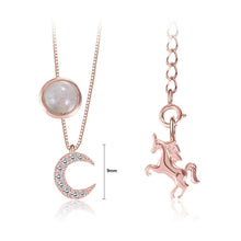Load image into Gallery viewer, 925 Sterling Silver Plated Rose Gold Fashion Moon Unicorn Necklace with Austrian Element Crystal - Glamorousky