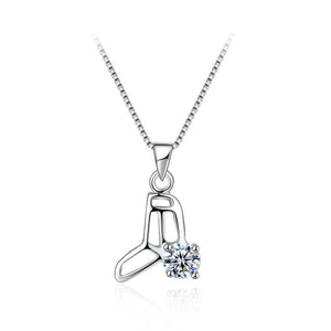925 Sterling Silver Elegant Fashion Crystal Shoes Pendant and Necklace with Cubic Zircon - Glamorousky