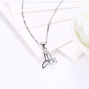 925 Sterling Silver Elegant Fashion Crystal Shoes Pendant and Necklace with Cubic Zircon - Glamorousky
