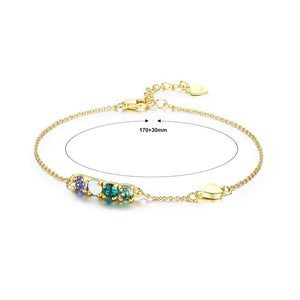 925 Sterling Silver Gold Plated Simple Elegant Light Luxury Fashion Bracelet with Multicolor Austrian Element Crystal - Glamorousky