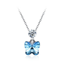 Load image into Gallery viewer, 925 Sterling Silve Sparkling Elegant Noble Romantic Fantasy Blue Butterfly Pendant and Necklace with Austrian Element Crystal - Glamorousky
