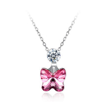 Load image into Gallery viewer, 925 Sterling Silve Sparkling Elegant Noble Romantic Sweet Pink Butterfly Pendant andNecklace with Austrian Element Crystal - Glamorousky