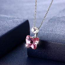 Load image into Gallery viewer, 925 Sterling Silve Sparkling Elegant Noble Romantic Sweet Pink Butterfly Pendant andNecklace with Austrian Element Crystal - Glamorousky