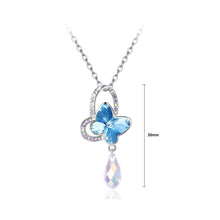Load image into Gallery viewer, 925 Sterling Silve Sparkling Elegant Noble Romantic Fantasy Blue Butterfly Pendant and Necklace with Austrian Element Crystal - Glamorousky