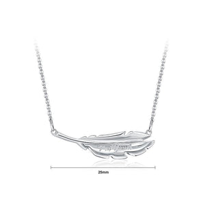 925 Sterling Silver Simple Feather Necklace - Glamorousky
