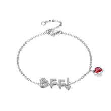 Load image into Gallery viewer, 925 Sterling Silver Simple and Fashion Letter BFF and Red Heart Bracelet with Austrian Element Crystal - Glamorousky