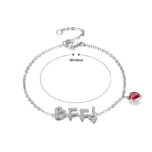 Load image into Gallery viewer, 925 Sterling Silver Simple and Fashion Letter BFF and Red Heart Bracelet with Austrian Element Crystal - Glamorousky