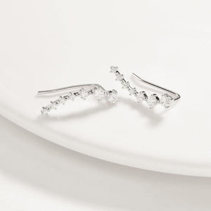 925 Sterling Silver Simple Geometric Line Ear Clip with Austrian Element Crystal - Glamorousky